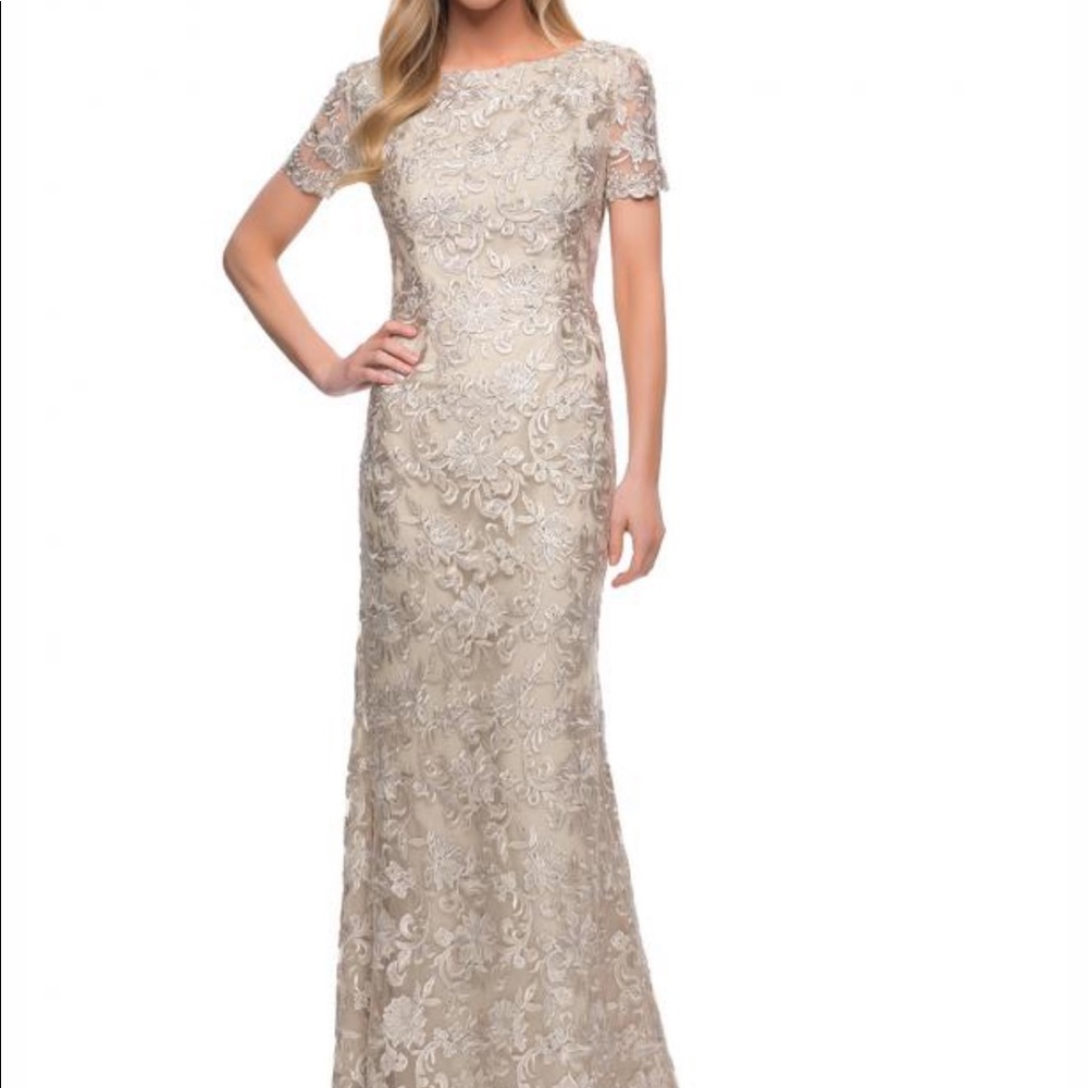 Mother of the Bride champagne lace dress